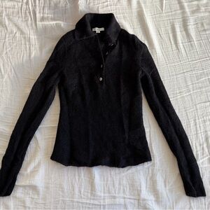 Vince Black Long Sleeve Polo Sweater